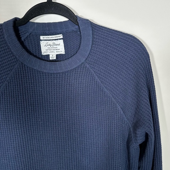 Lucky Brand Grey Label Navy Waffle Knit Sweater - Picture 6 of 6